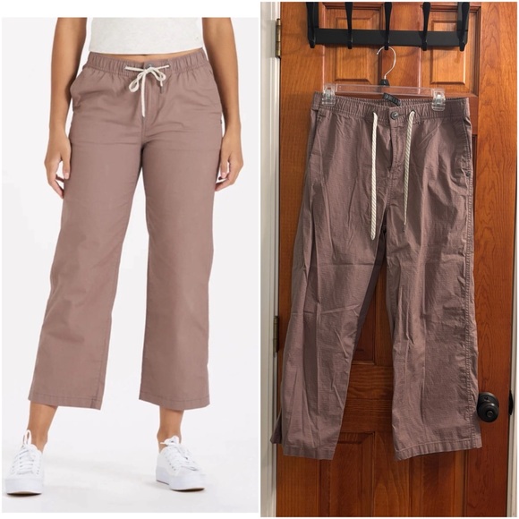Vuori Large Hazel Ripstop Wide Leg Pants chinos jeans cropped drawstring tie EUC - Picture 3 of 6